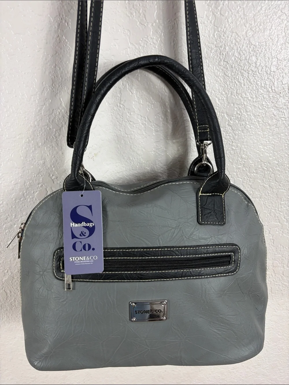 Stone & Co. Gray and Black Women’s Shoulder Satchel - Picture 5 of 17